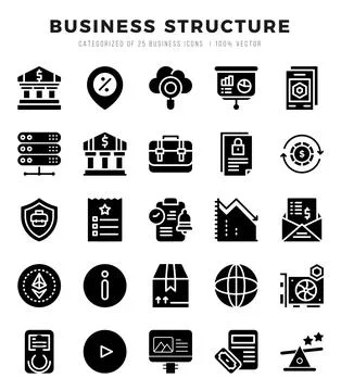 Business Structure elements. Glyph web icon set. Simple vector illustration. Stock Illustration