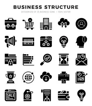 Business Structure elements. Glyph web icon set. Simple vector illustration. Stock Illustration