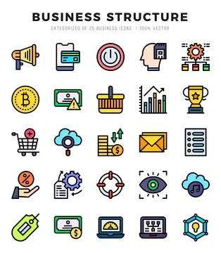Business Structure elements. Lineal Color web icon set. Simple vector illus.. 스톡 일러스트