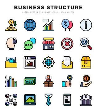 Business Structure elements. Lineal Color web icon set. Simple vector illus.. Stock Illustration