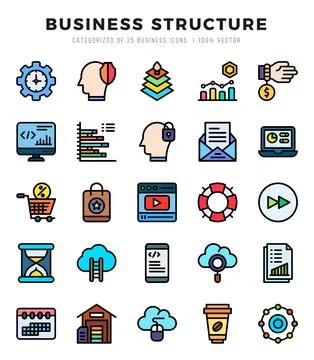 Business Structure elements. Lineal Color web icon set. Simple vector illus.. 스톡 일러스트