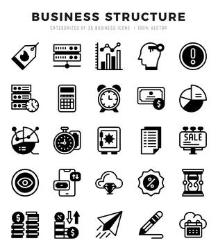 Business Structure elements. Lineal Filled web icon set. Simple vector illu.. Stock Illustration