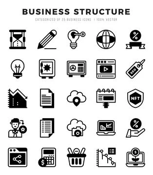 Business Structure elements. Lineal Filled web icon set. Simple vector illu.. 스톡 일러스트
