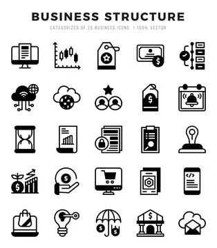 Business Structure elements. Lineal Filled web icon set. Simple vector illu.. Stock Illustration