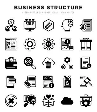 Business Structure elements. Lineal Filled web icon set. Simple vector illu.. Stock Illustration