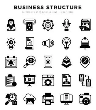 Business Structure elements. Lineal Filled web icon set. Simple vector illu.. Illustrazione stock