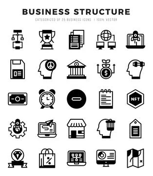 Business Structure elements. Lineal Filled web icon set. Simple vector illu.. 스톡 일러스트