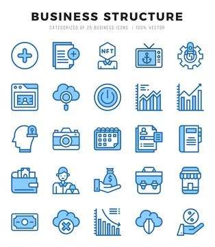 Business Structure elements. Two Color web icon set. Simple vector illustra.. 스톡 일러스트