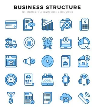 Business Structure elements. Two Color web icon set. Simple vector illustra.. Stock Illustration