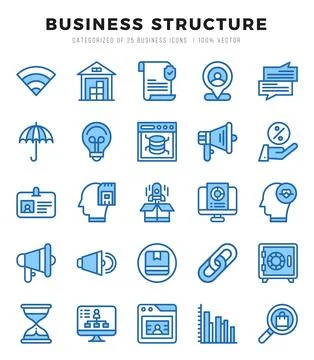 Business Structure elements. Two Color web icon set. Simple vector illustra.. Stock Illustration