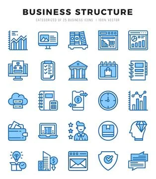 Business Structure elements. Two Color web icon set. Simple vector illustra.. Stock Illustration