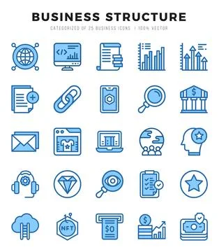 Business Structure elements. Two Color web icon set. Simple vector illustra.. イラスト素材