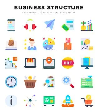 Business Structure Flat icons collection. Flat icons pack. Vector illustratio イラスト素材