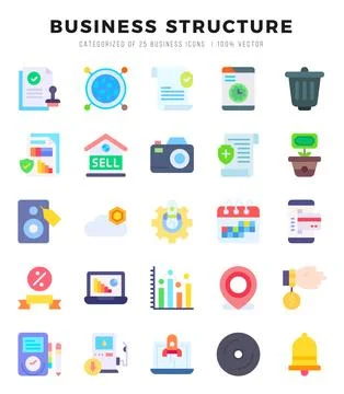 Business Structure Flat icons collection. Flat icons pack. Vector illustratio Illustrazione stock
