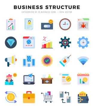 Business Structure. Flat icons Pack. vector illustration. Illustrazione stock