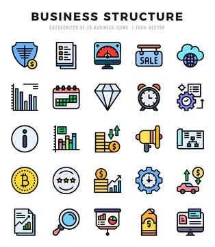 Business Structure Icon Bundle 25 Icons for Websites and Apps Stock Illustration
