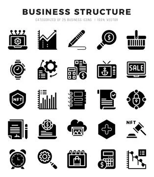 Business Structure Icon Bundle 25 Icons for Websites and Apps Stock Illustration