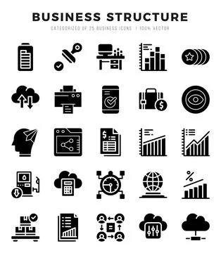 Business Structure Icon Pack 25 Vector Symbols for Web Design. Stock Illustration
