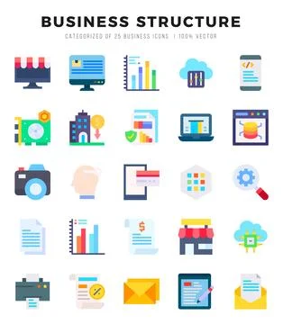 Business Structure Icon Pack 25 Vector Symbols for Web Design. イラスト素材