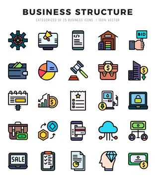Business Structure Icon Pack 25 Vector Symbols for Web Design. イラスト素材