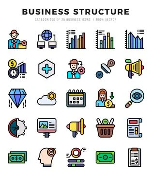 Business Structure icon pack for your website. mobile. presentation. and lo.. Illustrazione stock