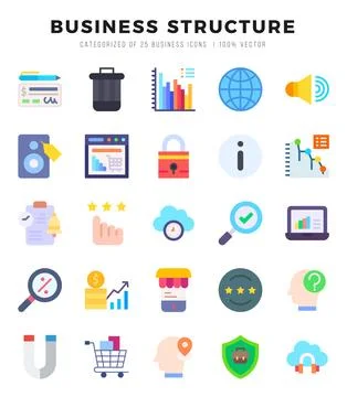 Business Structure Icons bundle. Flat style Icons. Vector illustration. Stock Illustration