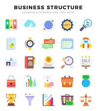Business Structure Icons bundle. Flat style Icons. Vector illustration. Illustrazione stock