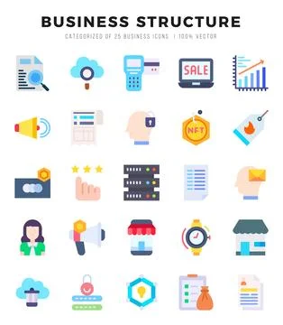 Business Structure Icons bundle. Flat style Icons. Vector illustration. Stockillustratie