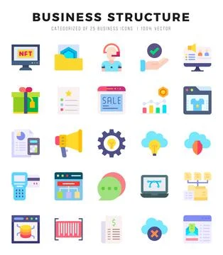 Business Structure Icons bundle. Flat style Icons. Vector illustration. Stock Illustration