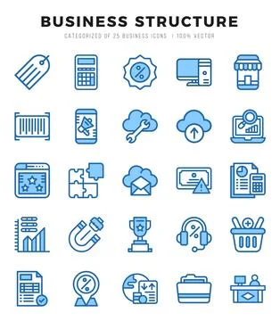 Business Structure Icons bundle. Two Color style Icons. Vector illustration. 스톡 일러스트