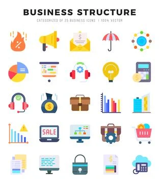 Business Structure icons Pack. Flat icons set. Business Structure collectio.. イラスト素材
