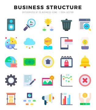 Business Structure Icons Pack Flat Style. Vector illustration. Stock Illustration