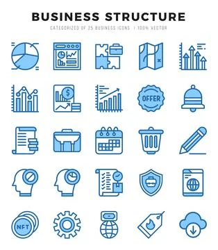 Business Structure Icons Pack. Two Color icons set. Two Color icon collecti.. Stock Illustration