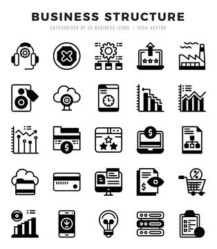 Business Structure icons set. Collection of simple Lineal Filled web icons. Stock Illustration