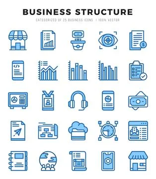 Business Structure icons set. Collection of simple Two Color web icons. Stockillustratie