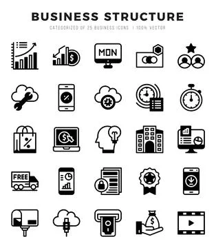 Business Structure icons set for website and mobile site and apps. 스톡 일러스트