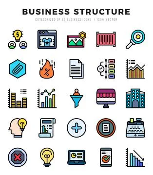 Business Structure icons set for website and mobile site and apps. Stock Illustration
