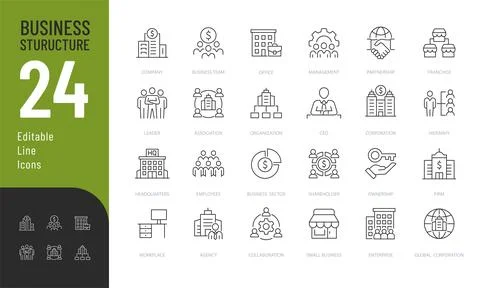 Business Structure Line Editable Icons set. Stock Illustration