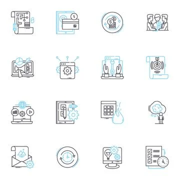 Business structure linear icons set. Hierarchy, Organization, Management Stock Illustration