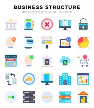 Business Structure web icons in Flat style. Ilustración de archivo