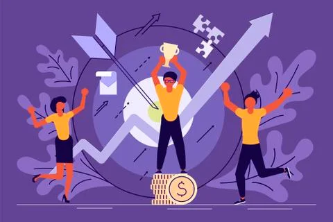 Business success concept in flat Stock Illustration