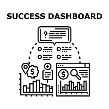 Business success dashboard developing effective data strategy Stock Illustration