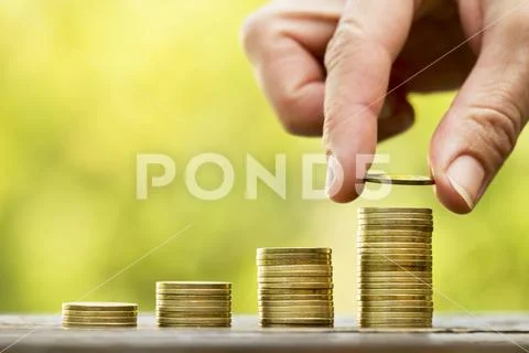 Business success - money coins Stock Photos