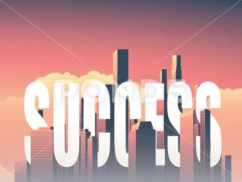 Business success vector concept with corporate urban skyline, cityscape Stock Illustration