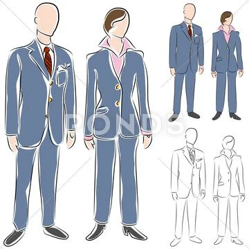 Business suit drawing set Stock Illustration