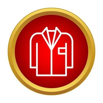 Business suit jacket outlined on red button icon Stock Illustration