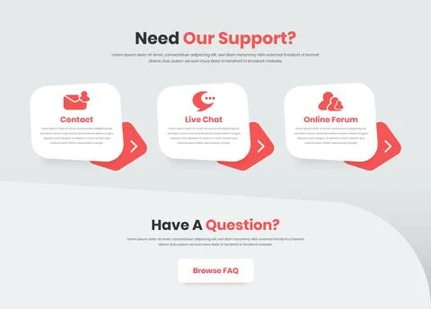 Business support contract and help center web user interface design with mo.. Illustrazione stock