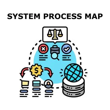 Business system process map optimization concept designing 스톡 일러스트