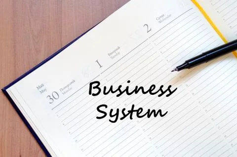 Business system write on notebook Stock Photos