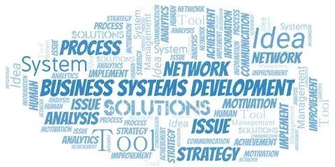 Business Systems Development typography vector word cloud. Stock Illustration